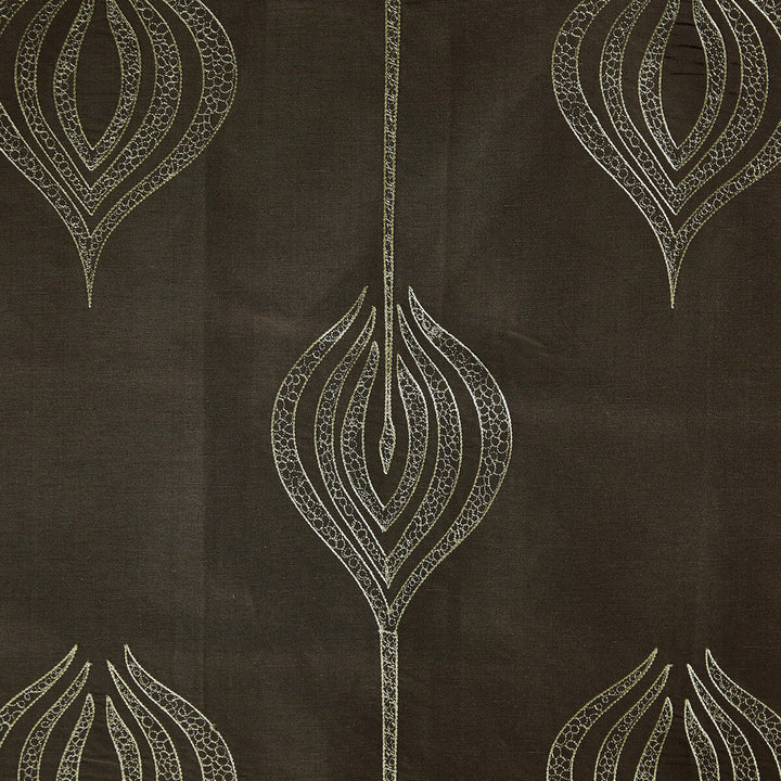 Tulip Embroidery Olive by Groundworks Designer Fabric ALLEGRA HICKS II COLLECTION SILK - 61%;LINEN - 39% India - Horizontal: 12.75 and Vertical: 15 54 - Swanky Fabrics -