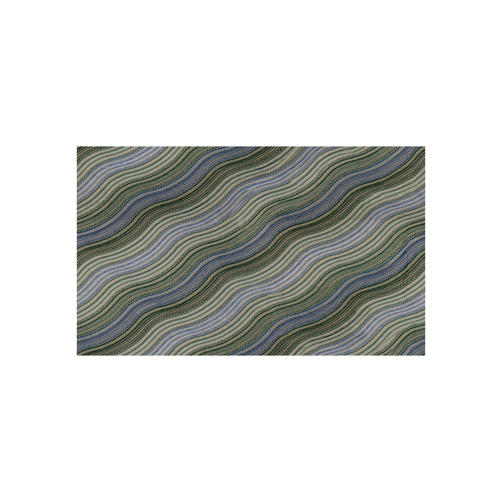 Water Stripe Emb Juniper/Lake by Groundworks Designer Fabric KELLY WEARSTLER II LINEN - 51%;RAYON EMBROIDERED - 49% India LIGHT Horizontal: 25.6 and Vertical: 31.5 51 - Swanky Fabrics -