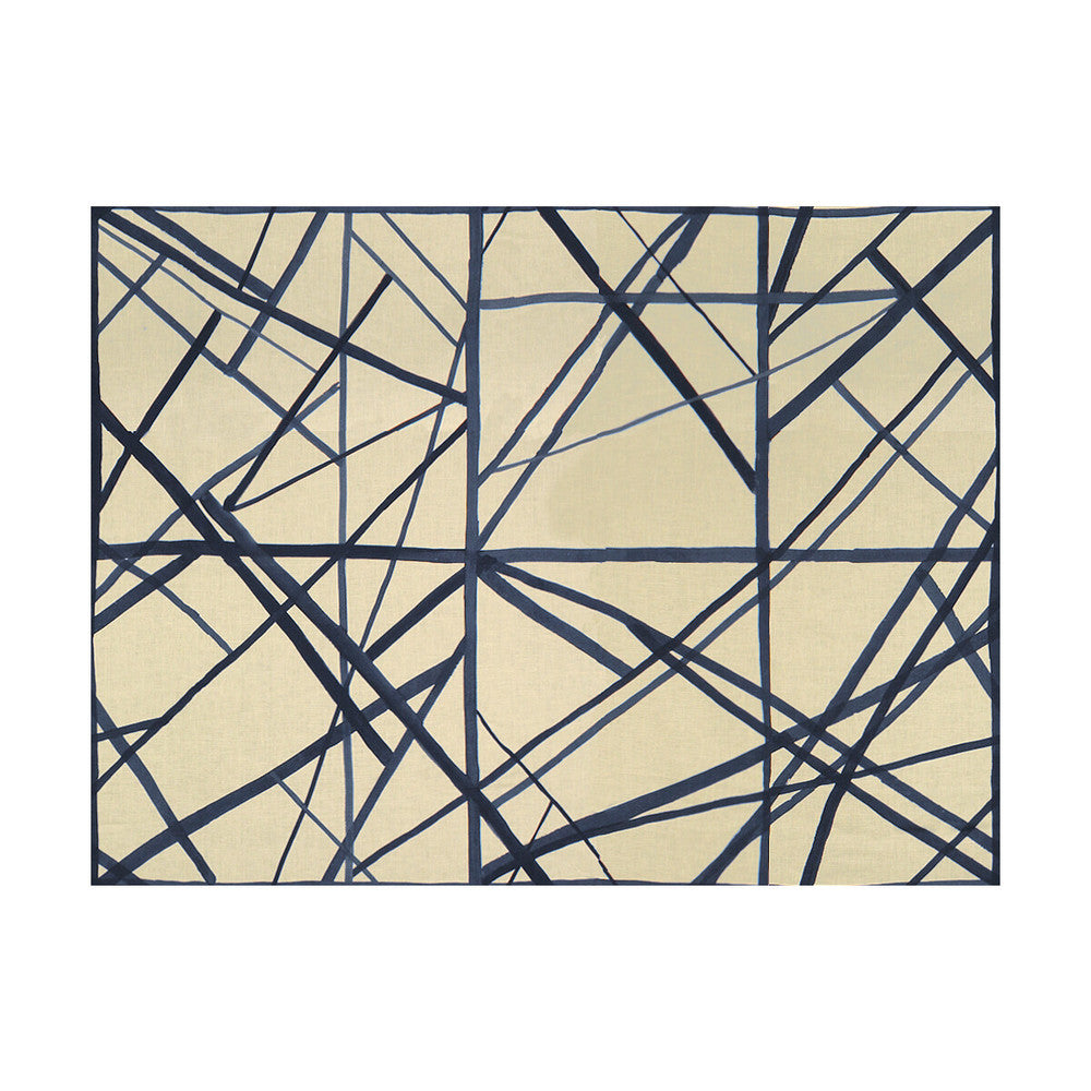 Channels Periwinkle/Oat by Groundworks Fabric KELLY WEARSTLER II LINEN - 100% Italy MEDIUM Horizontal: 55 and Vertical: 41.5 55 - Fabric Carolina -