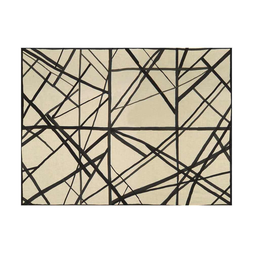 Channels Ebony/Ivory by Groundworks Fabric KELLY WEARSTLER II LINEN - 100% Italy MEDIUM Horizontal: 55 and Vertical: 41.5 55 - Fabric Carolina -