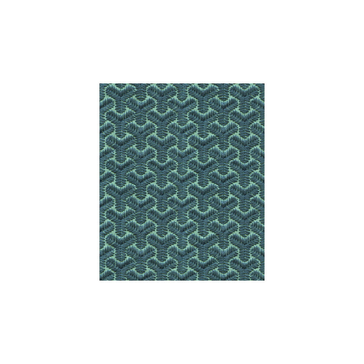 Chengtudoor Emb Blue/Aqua by Groundworks Designer Fabric DAVID HICKS 3 BY ASHLEY HICKS LINEN - 55%;POLYESTER - 45% India LIGHT Horizontal: 2.125 and Vertical: 1.25 51 - Swanky Fabrics -