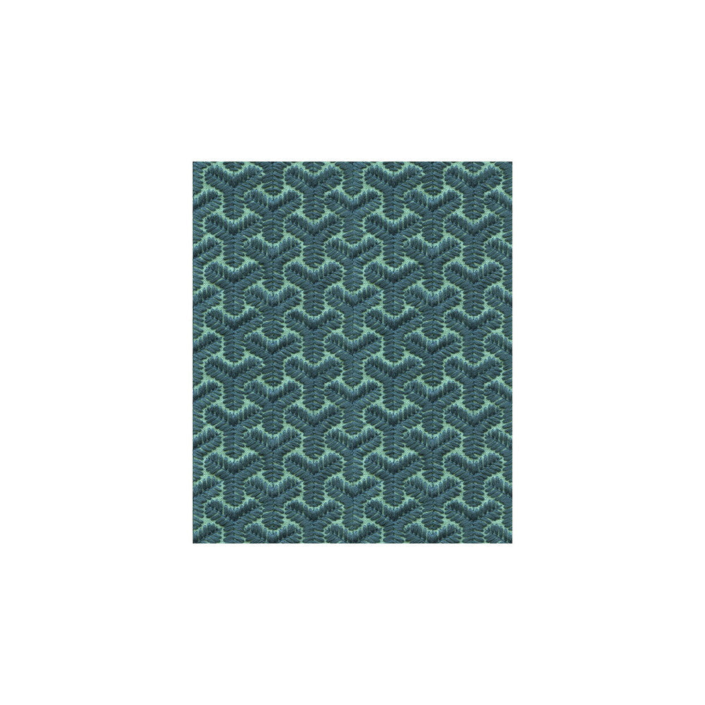 Chengtudoor Emb Blue/Aqua by Groundworks Designer Fabric DAVID HICKS 3 BY ASHLEY HICKS LINEN - 55%;POLYESTER - 45% India LIGHT Horizontal: 2.125 and Vertical: 1.25 51 - Swanky Fabrics -