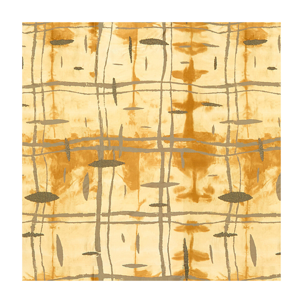 Crossroads Gilt by Groundworks Designer Fabric MARY FISHER SILK - 85%;SPUN POLYESTER - 12%;LUREX - 3% India - Horizontal: 25.5 and Vertical: 34.5 51 - Swanky Fabrics -