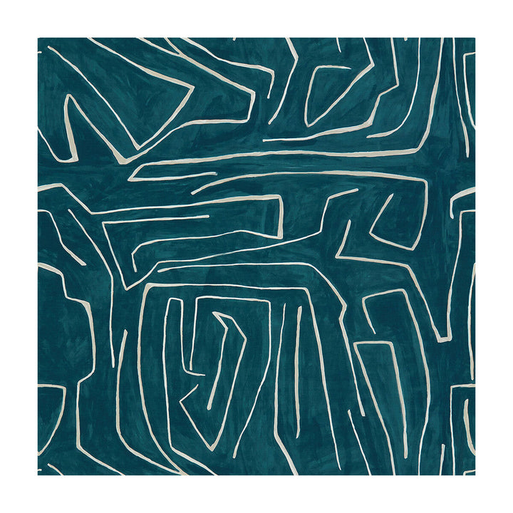 Graffito Teal/Pearl by Groundworks Designer Fabric KELLY WEARSTLER III COTTON - 52%;LINEN - 48% Italy - Horizontal: 54 and Vertical: 54 54 - Swanky Fabrics -