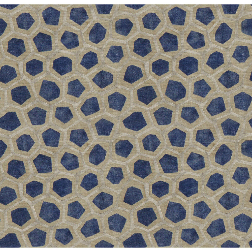 Hexagon Velvet Sapphire by Groundworks Fabric PRISM VISCOSE - 64%;COTTON - 36% Italy HEAVY Horizontal: 6.75 and Vertical: 7 53 - Fabric Carolina -