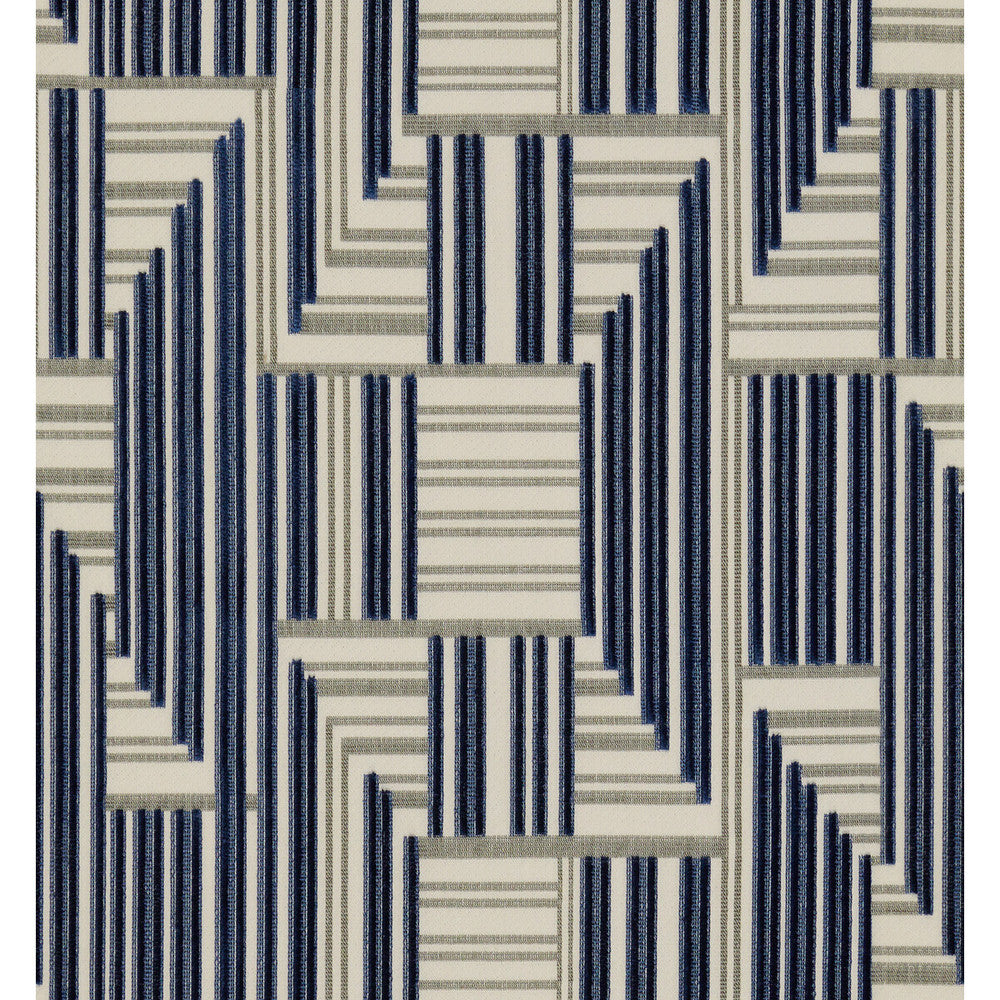 Cuboid Velvet Navy/Grey by Groundworks Fabric PRISM COTTON - 51%;VISCOSE - 49% India HEAVY Horizontal: 13.75 and Vertical: 14.5 54 - Fabric Carolina -