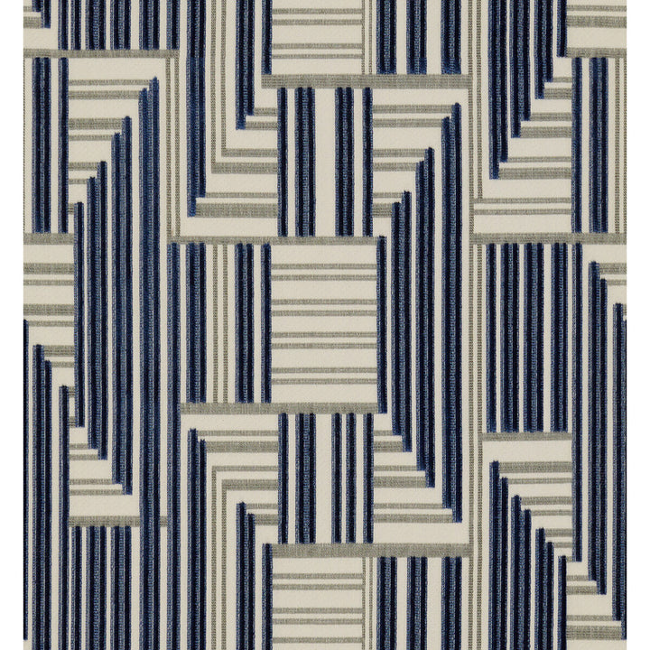 Cuboid Velvet Navy/Grey by Groundworks Fabric PRISM COTTON - 51%;VISCOSE - 49% India HEAVY Horizontal: 13.75 and Vertical: 14.5 54 - Fabric Carolina -
