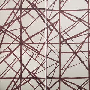 Channels Paper Plum/Oatmeal by Lee Jofa Modern Wallcovering
