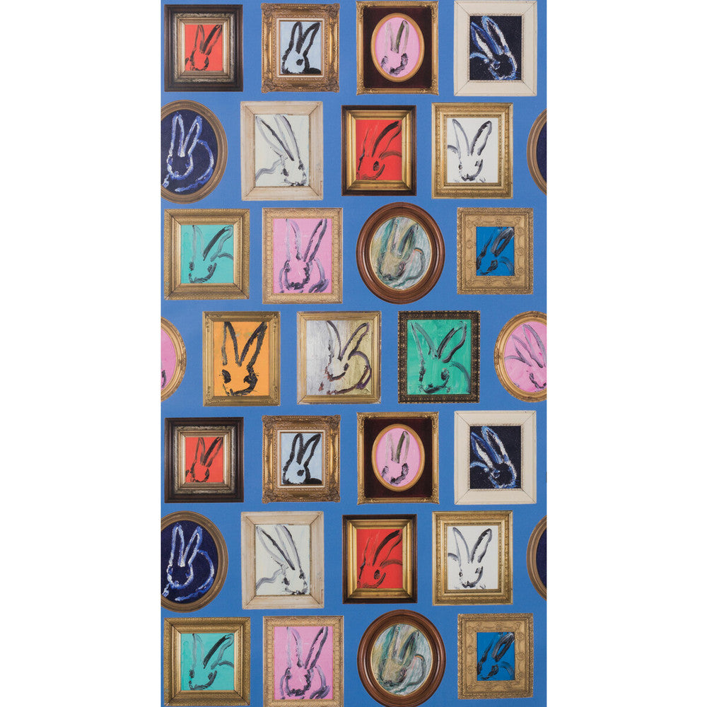 Bunny Wall Small Blue by Groundworks Wallcovering HUNT SLONEM FOR GROUNDWORKS PAPER - 100% United States - Horizontal: 27 and Vertical: 28.75 27 - Fabric Carolina -