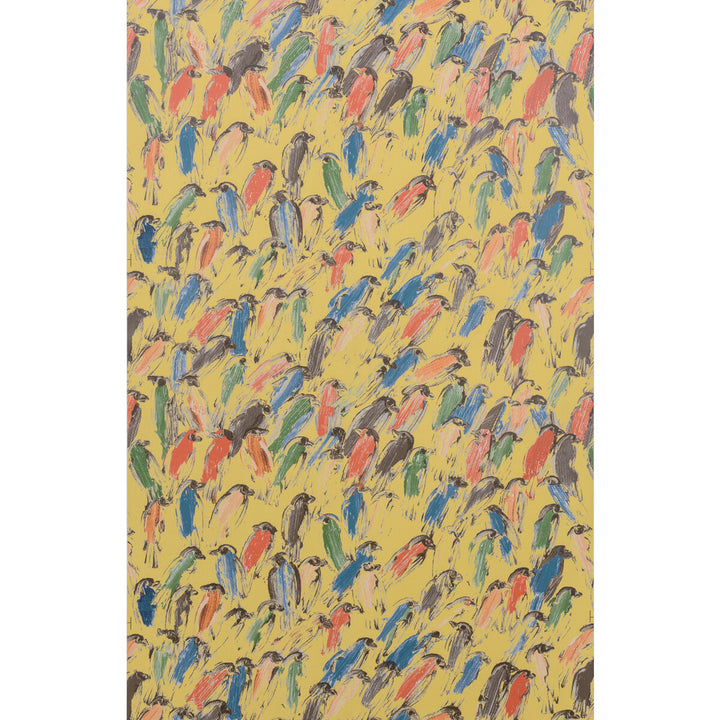 Finches Multi/Gold by Groundworks Wallcovering HUNT SLONEM FOR GROUNDWORKS PAPER - 100% United States Horizontal: 27 and Vertical: 21.5 27 - Fabric Carolina -