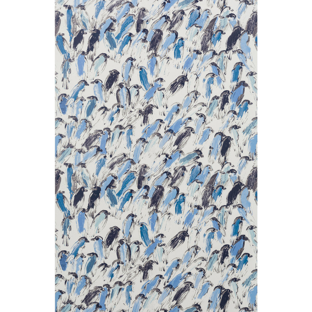 Finches Blue/Beige by Groundworks Wallcovering HUNT SLONEM FOR GROUNDWORKS PAPER - 100% United States - Horizontal: 27 and Vertical: 21.5 27 - Fabric Carolina -