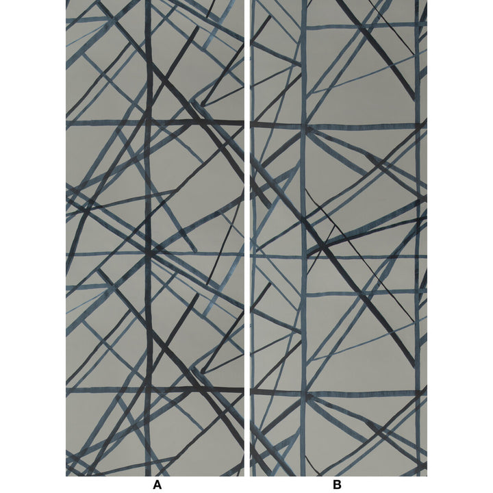 Channels Paper Slate/Blue by Groundworks Wallcovering KELLY WEARSTLER WALLPAPERS III PAPER - 100% United States - Horizontal: 55 and Vertical: 41.25 55 - Fabric Carolina -