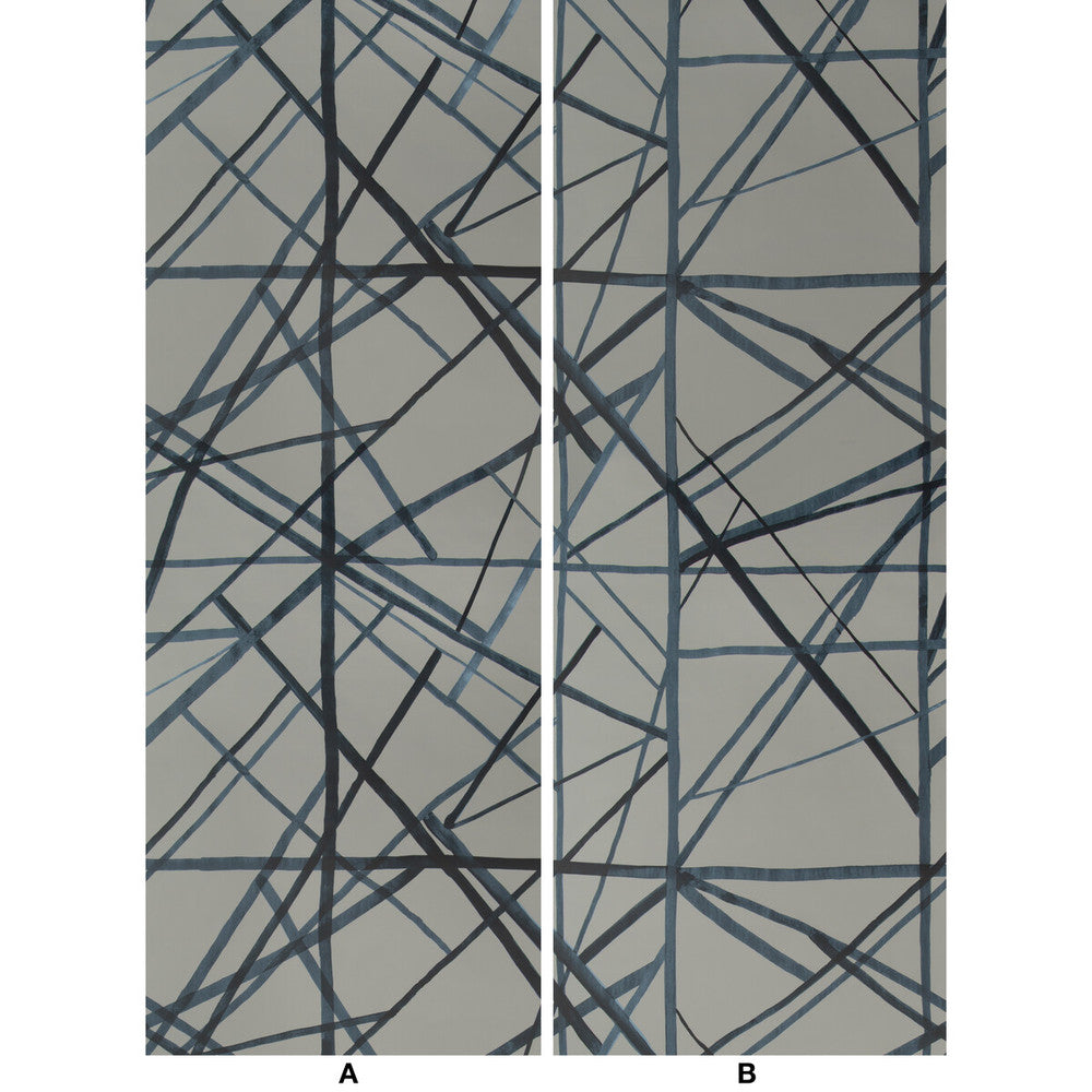 Channels Paper Slate/Blue by Groundworks Wallcovering KELLY WEARSTLER WALLPAPERS III PAPER - 100% United States - Horizontal: 55 and Vertical: 41.25 55 - Fabric Carolina -