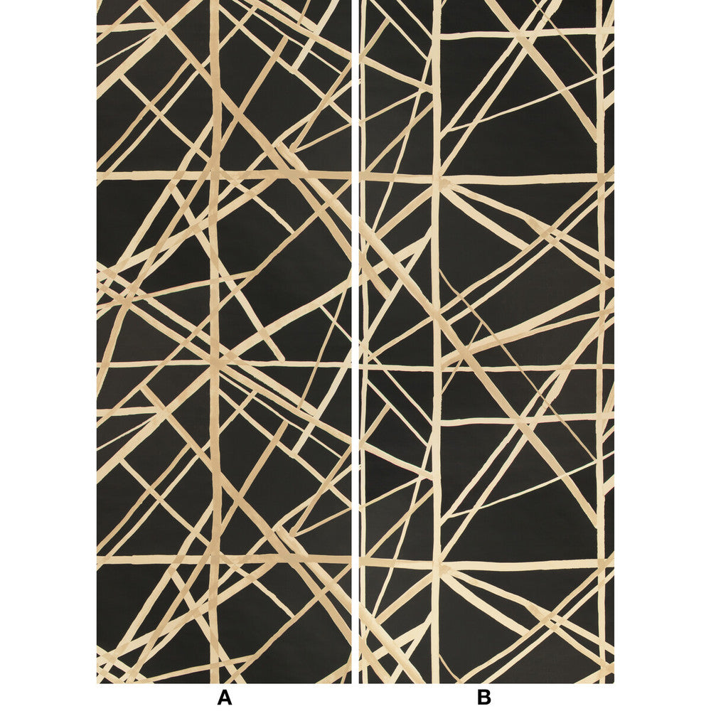 Channels Paper Onyx/Almond by Groundworks Wallcovering KELLY WEARSTLER WALLPAPERS III PAPER - 100% United States - Horizontal: 55 and Vertical: 41.25 55 - Fabric Carolina -