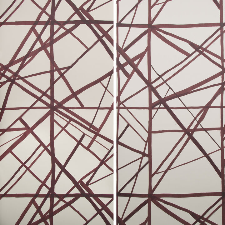 Channels Paper Plum/Oatmeal by Groundworks Wallcovering KELLY WEARSTLER WALLPAPERS PAPER - 100% United States Horizontal: 55 and Vertical: 41.25 55 - Fabric Carolina -