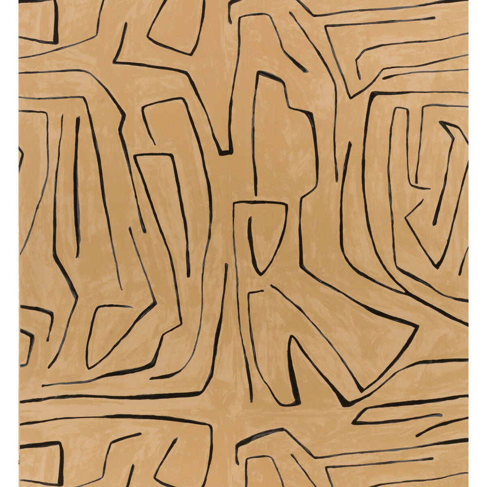 Graffito Sand/Black by Groundworks Wallcovering KELLY WEARSTLER WALLPAPERS II PAPER - 100% United States - Horizontal: 54 and Vertical: 54 54 - Fabric Carolina -