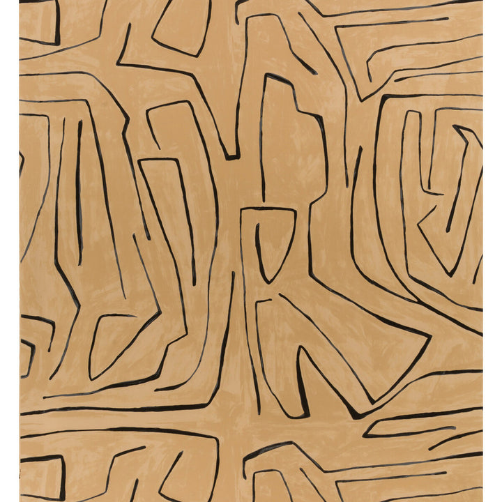 Graffito Sand/Black by Groundworks Wallcovering KELLY WEARSTLER WALLPAPERS II PAPER - 100% United States Horizontal: 54 and Vertical: 54 54 - Fabric Carolina -