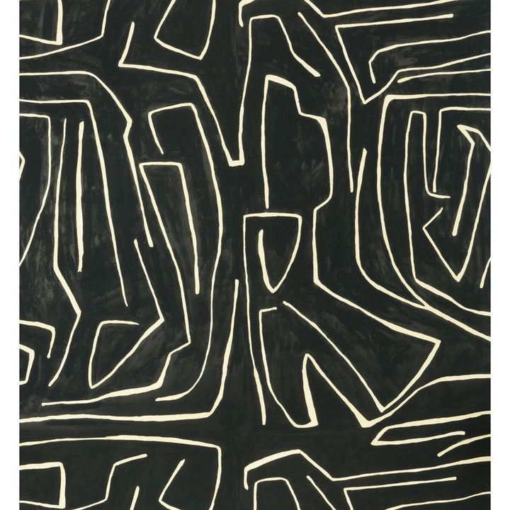 Graffito Onyx/Beige by Groundworks Designer Wallcovering KELLY WEARSTLER WALLPAPERS II PAPER - 100% United States Horizontal: 54 and Vertical: 54 54 - Swanky Fabrics -