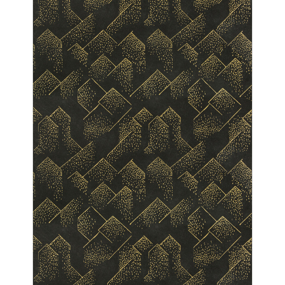Brink Paper Gold/Onyx by Groundworks Designer Wallcovering KELLY WEARSTLER WALLPAPERS III CELLULOSE - 100% United States - Horizontal: 27 and Vertical: 32.5 27 - Swanky Fabrics -