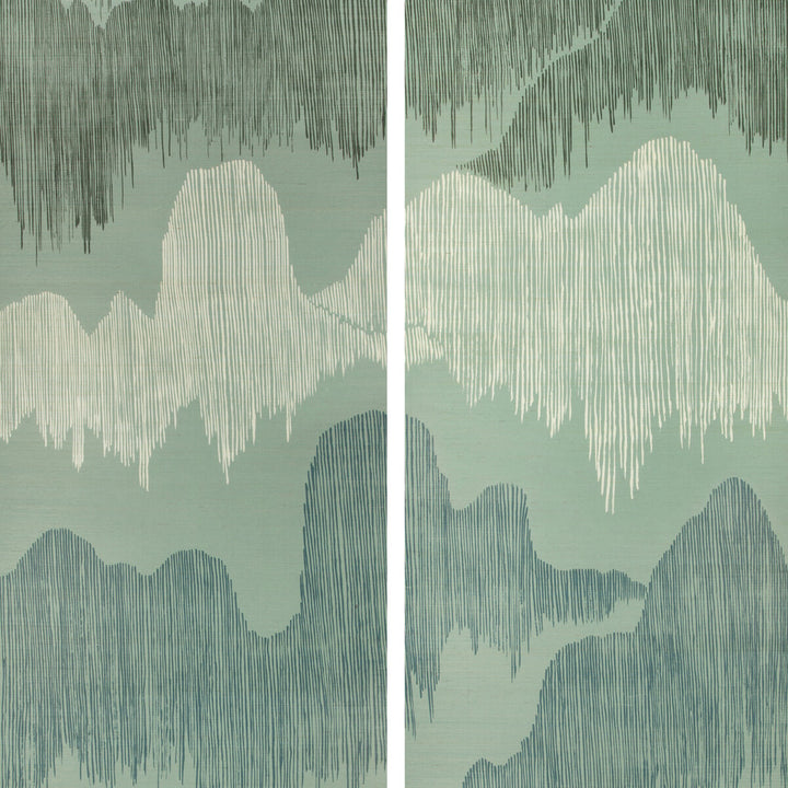 Cascadia Paper Teal by Groundworks Wallcovering KELLY WEARSTLER WALLPAPERS IV JUTE - 90%;COTTON - 10% Italy Horizontal: 68.5 and Vertical: 90.55 68.5 - Fabric Carolina -