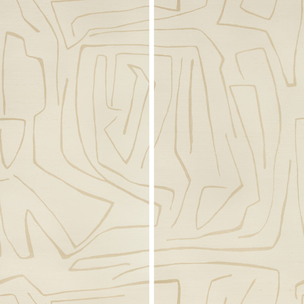 Graffito Ii Parchment by Groundworks Designer Wallcovering KELLY WEARSTLER WALLPAPERS IV JUTE - 100% United States - Horizontal: 62 and Vertical: 62 62 - Swanky Fabrics -