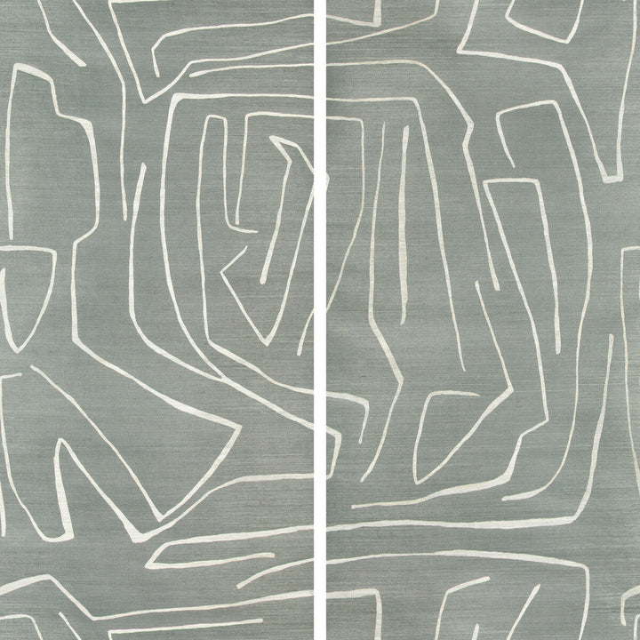 Graffito Ii Denim by Groundworks Designer Wallcovering KELLY WEARSTLER WALLPAPERS IV JUTE - 100% United States - Horizontal: 62 and Vertical: 62 62 - Swanky Fabrics -