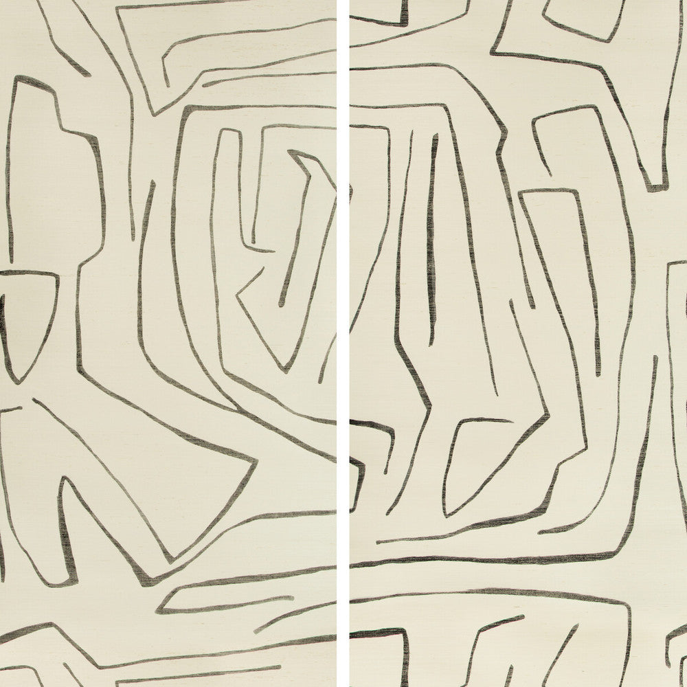 Graffito Ii Ivory/Ebony by Groundworks Wallcovering KELLY WEARSTLER WALLPAPERS IV JUTE - 100% United States - Horizontal: 62 and Vertical: 62 62 - Fabric Carolina -