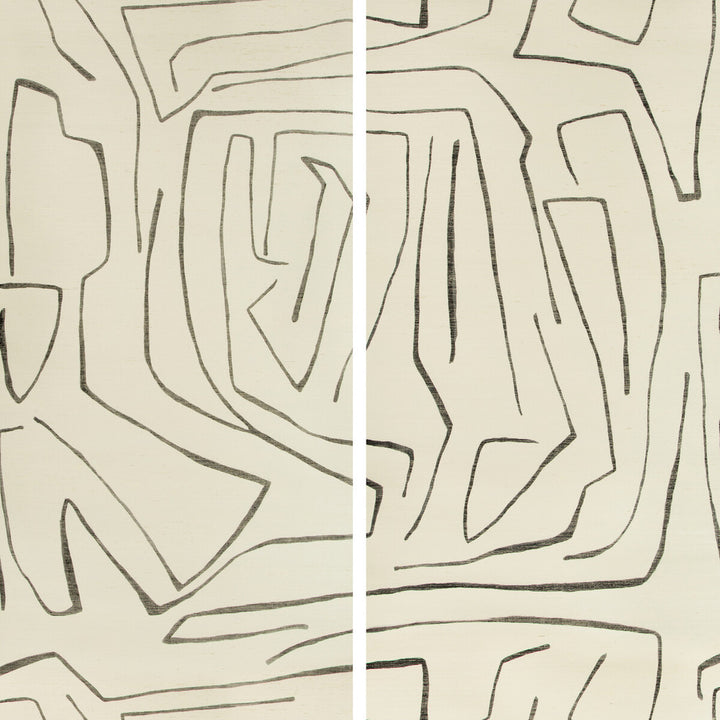 Graffito Ii Ivory/Ebony by Groundworks Wallcovering KELLY WEARSTLER WALLPAPERS IV JUTE - 100% United States - Horizontal: 62 and Vertical: 62 62 - Fabric Carolina -