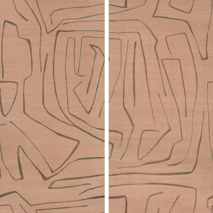 Graffito Ii Rosa by Groundworks Designer Wallcovering KELLY WEARSTLER WALLPAPERS IV JUTE - 100% United States - Horizontal: 62 and Vertical: 62 62 - Swanky Fabrics -