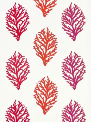 Coral Reef Embroidery Passion Fruit GW272040001 by Grey Watkins Designer Fabric BREEZE 12% POLYESTER, 35% COTTON 35% LINEN 18% VISCOSE INDIA LIGHT DUTY Horizontal: 14" and Vertical: 52" 52 - Swanky Fabrics -