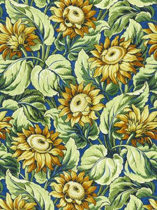 Scalamandre Fabric Sunflower Print Cobalt