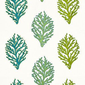 Coral Reef Embroidery/Seagrass Gw 000227204 by Grey Watkins Fabric