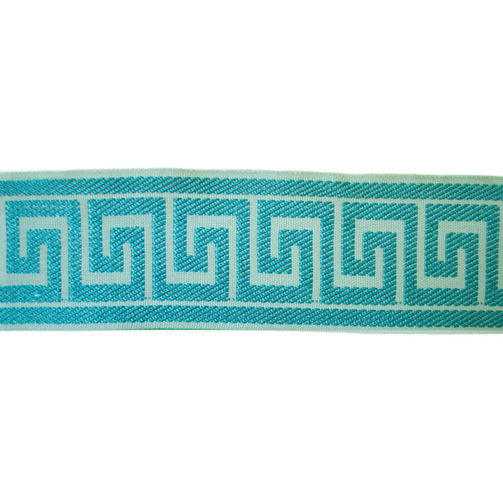 Greek Key Ice Blue by Europatex Designer Fabric Tapes Decor 100% Polyester 1.40 inches - Swanky Fabrics -