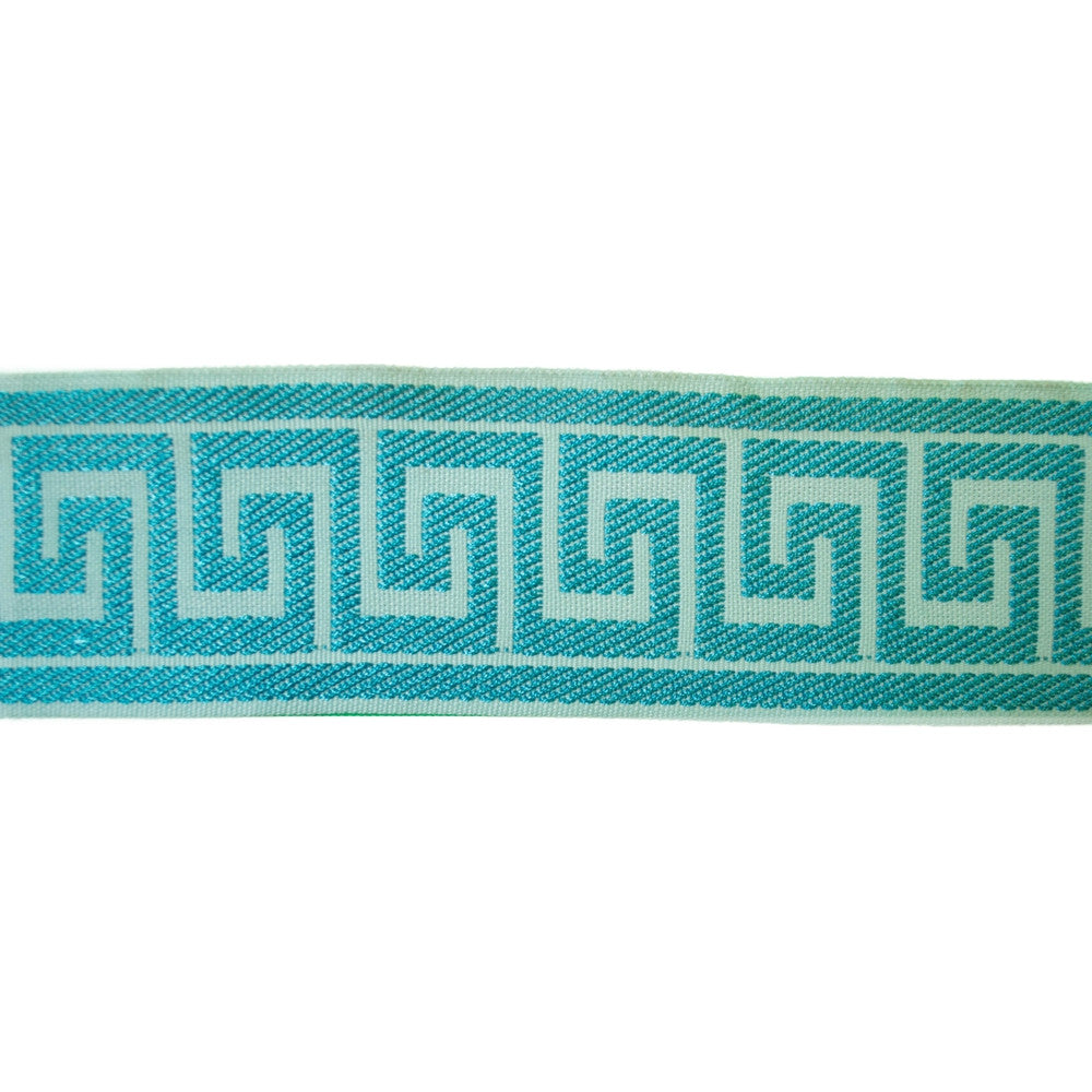 Greek Key Ice Blue by Europatex Designer Fabric Tapes Decor 100% Polyester 1.40 inches - Swanky Fabrics -