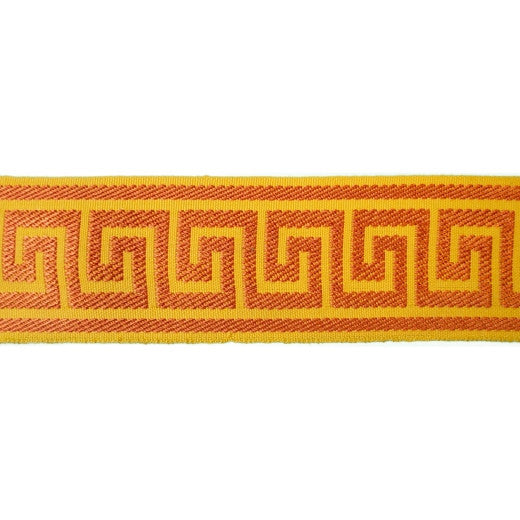 Greek Key - Mandarin by Europatex Designer Fabric Tapes Decor 100% Polyester China See Sample Horizontal: N/A and Vertical: N/A 2.50 inches  - Swanky Fabrics -