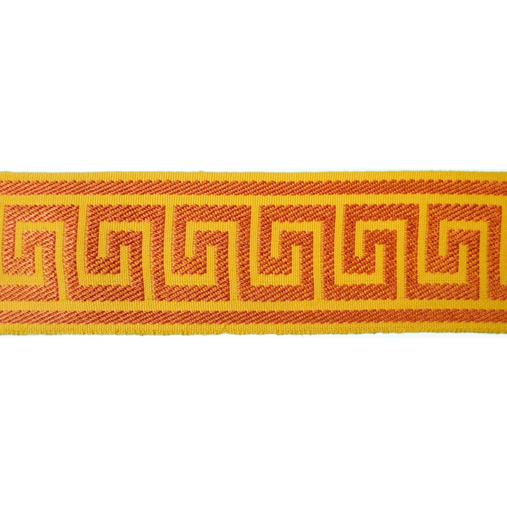 Greek Key Mandarin by Europatex Fabric Tapes Decor 100% Polyester 1.40 inches - Fabric Carolina -