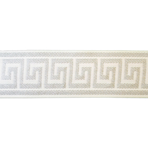 Greek Key - White by Europatex Designer Fabric Tapes Decor 100% Polyester China See Sample Horizontal: N/A and Vertical: N/A 2.50 inches  - Swanky Fabrics -