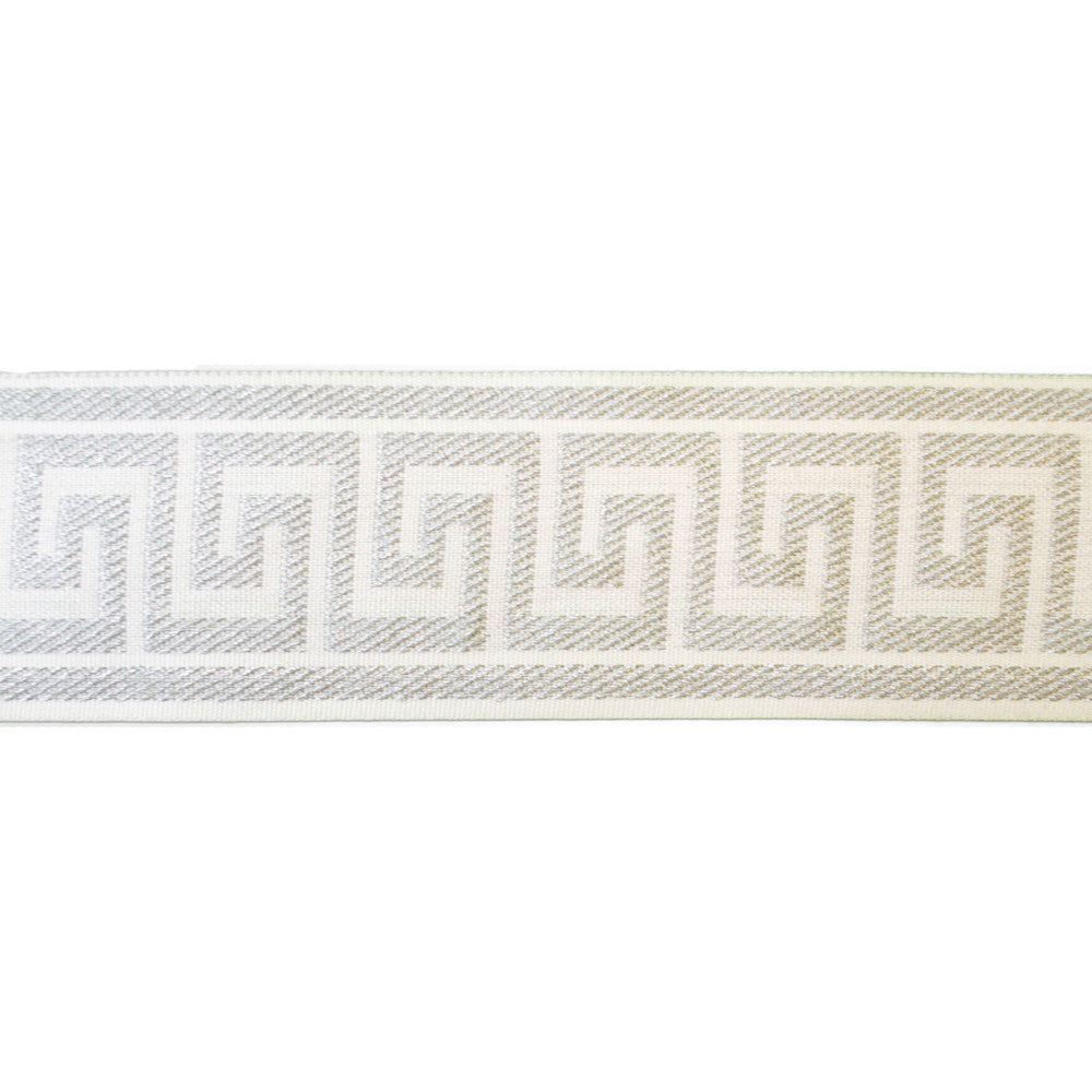 Greek Key White by Europatex Designer Fabric Tapes Decor 100% Polyester 1.40 inches - Swanky Fabrics -
