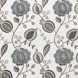 Growing Wild Blue 2705711000 by Carole Fabric Exclusive Mermaid 90% Cotton, 10% Polyester INDIA H: 16"V, 12 3/4"H  51" Minimum (See sample for specifics) - Fabric Carolina - Carole Exclusive