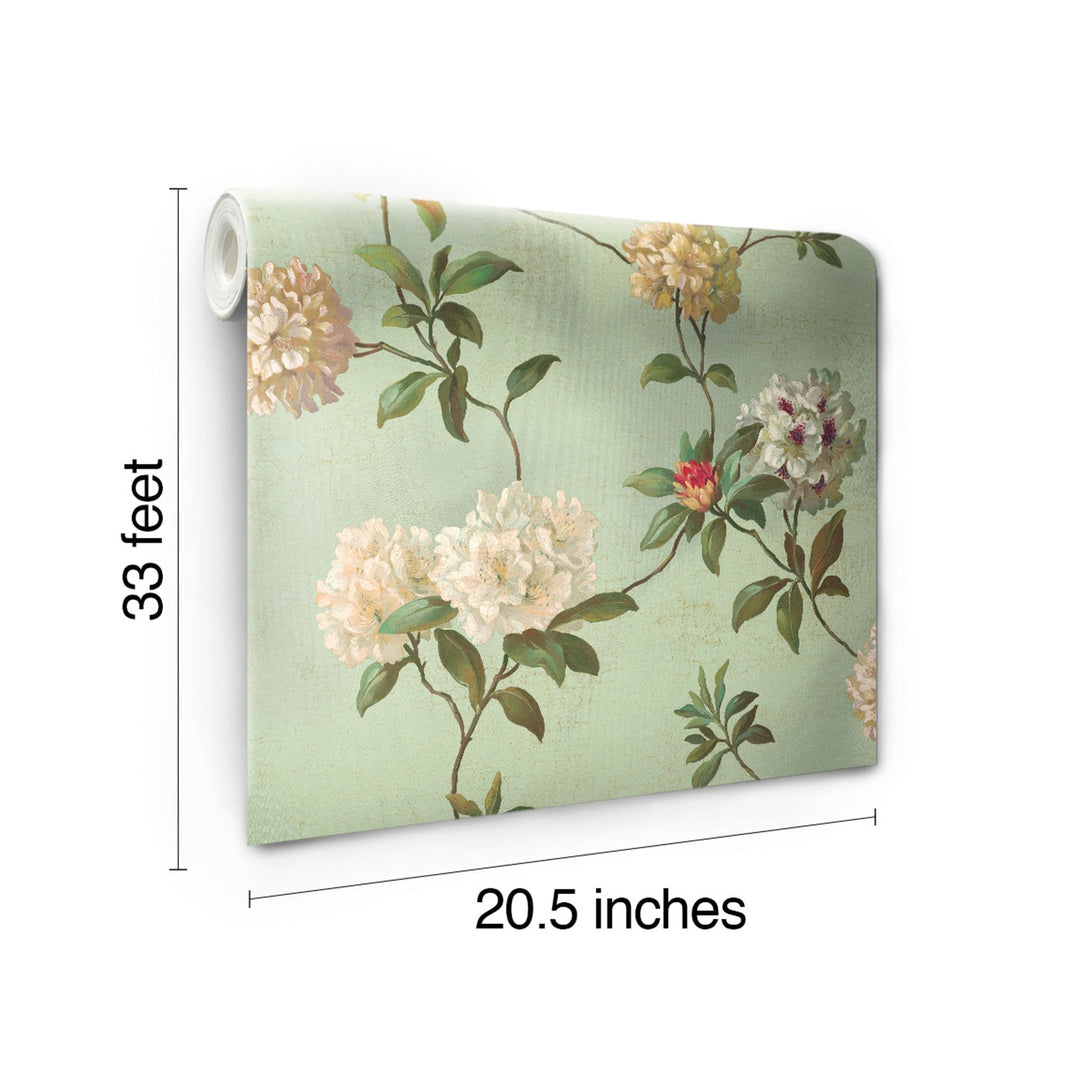 Rhododendron Script Blue Wallpaper by York Wallcoverings Designer