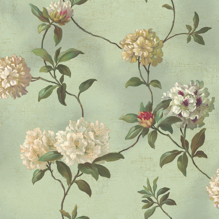 Rhododendron Script Blue Wallpaper by York Wallcoverings Best Sellers Covers about 56.4 square feet 20.5-in by 33-ft long roll Prepasted 0 - Fabric Carolina -