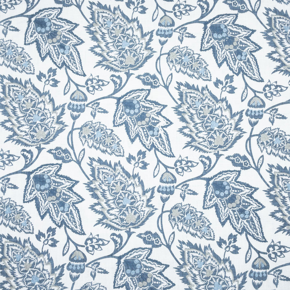 Hagen 1 Slate by Stout Fabric COMFORTABLE LIVING HAZE/NAVY 100%COT %VEMB INDIA Horizontal: 12.875 and Vertical: 11.625 51.5 in - Fabric Carolina -