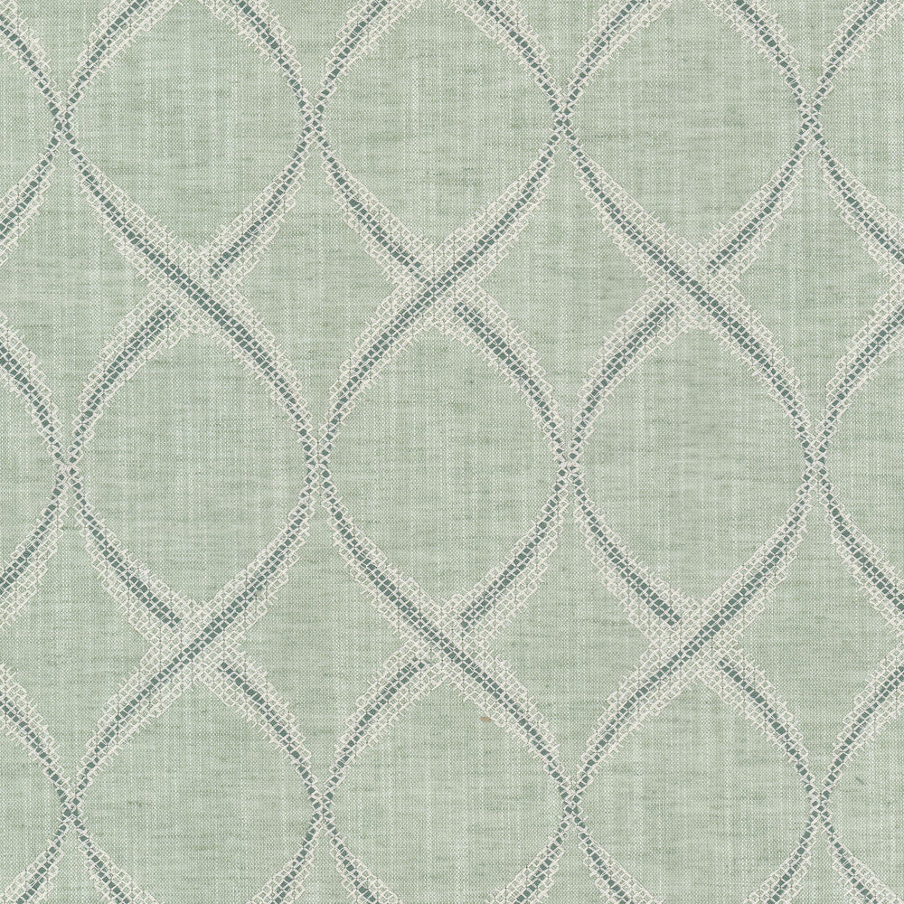 Harvard 4 Celadon by Stout Designer Fabric RAINBOW LIBRARY SAGE/CYPRESS 58%POL 23%SVI 14%COT 5%LIN INDIA Horizontal: 6.625 and Vertical: 9.250 55 in - Swanky Fabrics -