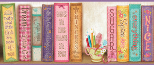 Vivi Purple Sugar and Spice Bookshelf Wallpaper by Chesapeake