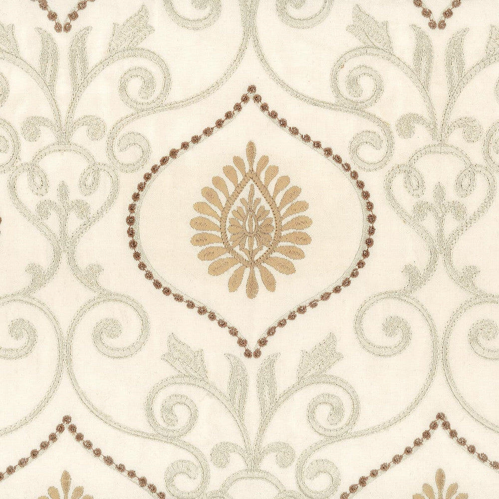 Hatcher 2 Beige by Stout Designer Fabric EMBROIDERY IV 100%COT %BEMB INDIA </p><p>Repeat: 15.125 51.5 in - Swanky Fabrics -