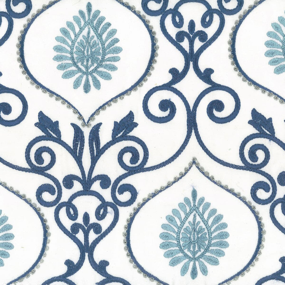 Hatcher 3 Bluebird by Stout Designer Fabric EMBROIDERY IV 100%COT %BEMB INDIA </p><p>Repeat: 15.125 51.5 in - Swanky Fabrics -