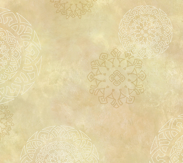 Beige Henna Medallion Wallpaper by Chesapeake Haven Covers about 56.4 square feet 20.5-in by 33-ft long roll Prepasted 20.5 - Fabric Carolina -