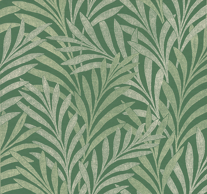Tea Leaves Stripe Green Wallpaper by Ronald Redding Handcrafted Naturals Covers about 60.8 square feet 27-in by 27-ft long roll Unpasted 25.25 - Fabric Carolina -