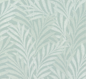 Tea Leaves Stripe Blue Wallpaper by Ronald Redding