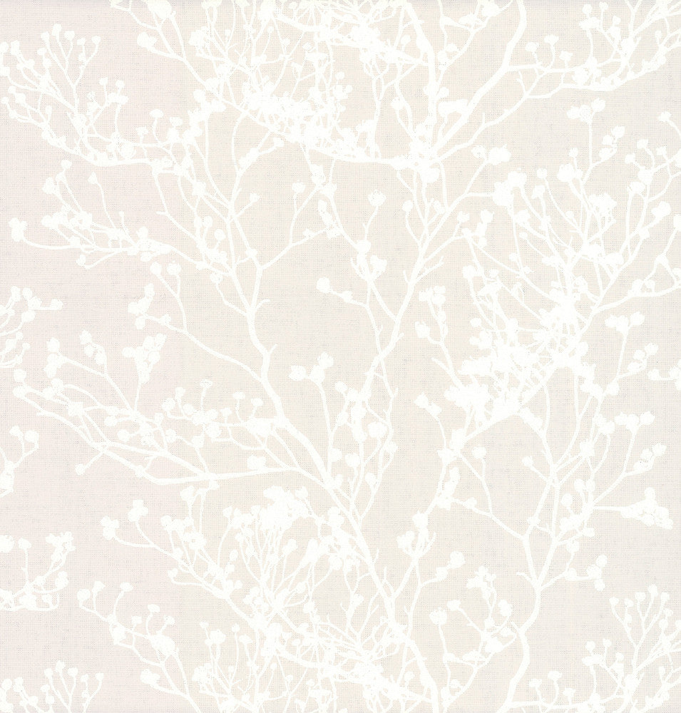 Budding Branch Silhouette Beige Wallpaper by Ronald Redding Handcrafted Naturals Covers about 60.8 square feet 27-in by 27-ft long roll Unpasted 25.25 - Fabric Carolina -